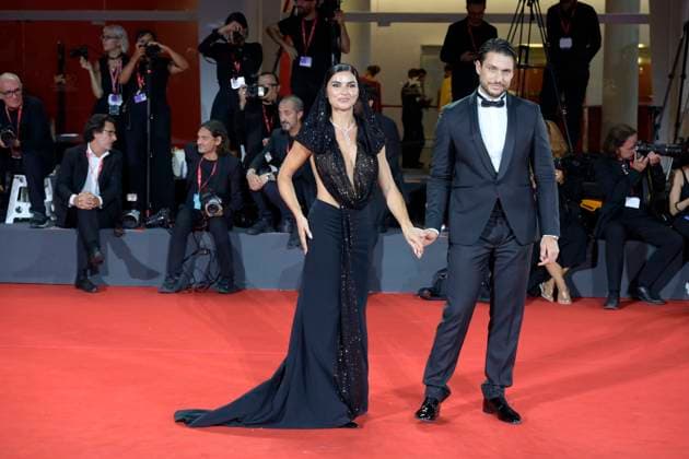 Silent friend red carpet in Venice Lido, Italy - 05 Sep 2025 Teresa Langella (l) and Andrea Dal Corso (r) attend the Silent friend red carpet during the 82nd Venice Film Festival at Palazzo del Cinema. Venice Lido Italy Copyright: xMarioxCartellix xSOPAxImagesx _DSC7501