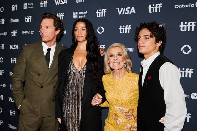 September 5, 2025, Toronto, On, Canada: Matthew McConaughey, left to right, Camila Alves, Kay McConaughey, and Levi McConaughey are photographed on the red carpet for the film The Lost Bus during the Toronto International Film Festival in Toronto, on Friday, Sept. 5, 2025. Toronto Canada - ZUMAc35_ 20250905_zaf_c35_155 Copyright: xSammyxKoganx