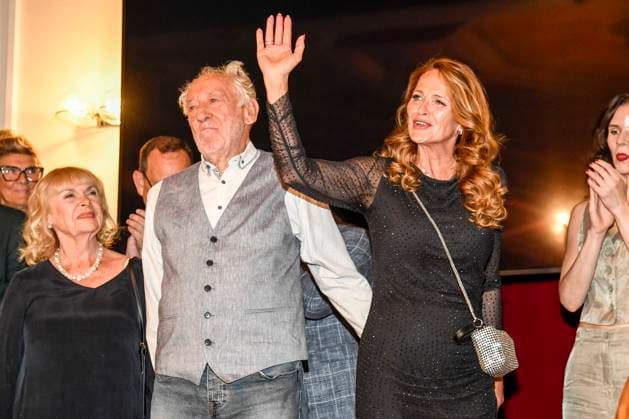 abb Dieter Hallervorden and Mrs. Christiane Zander after the theater premiere of Der eingebildet Kranke on Dieter Hallervordens 90th birthday at Schlosspark Theater 05 09 2025 in Berlin Berlin Germany