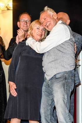 abb Dagmar Biener and Dieter Hallervorden after the theater premiere of Der eingebildet Kranke on Dieter Hallervordens 90th birthday at Schlosspark Theater 05 09 2025 in Berlin Berlin Germany