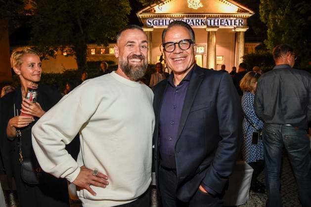 abb Buerger Lars Dietrich and Karsten Speck actors after the theater premiere of Der eingebildet Kranke on Dieter Hallervordens 90th birthday at Schlosspark Theater 05 09 2025 in Berlin Berlin Germany