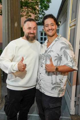 abb citizen Lars Dietrich and his son Sean as guests at the theater premiere of Der eingebildet Kranke on Dieter Hallervordens 90th birthday at Schlosspark Theater 05 09 2025 in Berlin Berlin Germany