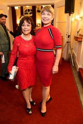 abb Simone Rethel Heesters and Antje Rietz Rote Kleider as guests at the theater premiere of Der eingebildet Kranke on Dieter Hallervordens 90th birthday at Schlosspark Theater 05 09 2025 in Berlin Berlin Germany