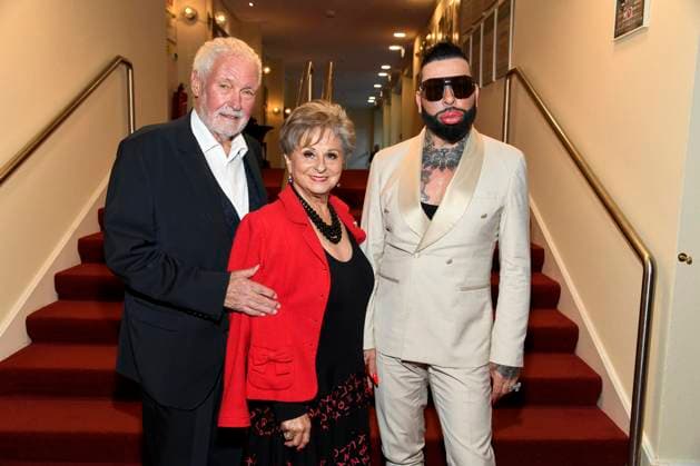 abb Klaus Lenk Dagmar Frederic and Harald Gloeoeckler as guests at the theater premiere of Der eingebildet Kranke on Dieter Hallervordens 90th birthday at Schlosspark Theater 05 09 2025 in Berlin Berlin Germany