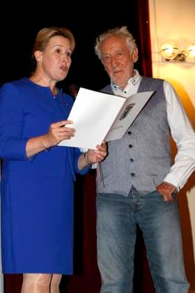 Franziska Giffey and Dieter Hallervorden at the premiere of Der eingebilkdet Kranke and Dieter Hallervordens 90th birthday at the Schloßparktheater in Berlinon 5 9 2025