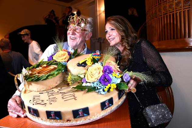 Dieter Hallervorden with his wife Christiane Zander at the premiere of the play Der eingebildet Kranke and Dieter Hallervordens 90th birthday at the Schlosspark Theater Berlin, 05 09 2025 Foto:xN.xKubelkax xFuturexImagex hallervorden_5793
