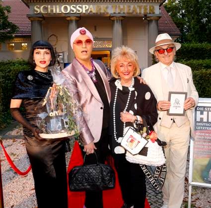 Pauline Stolze, Julian F M Stöckel, Stefanie Simon, Lo Graf von Blickensdorf at the premiere of Der eingebildet Kranke and Dieter Hallervordens 90th birthday at the Schloßpark Theater Berlin