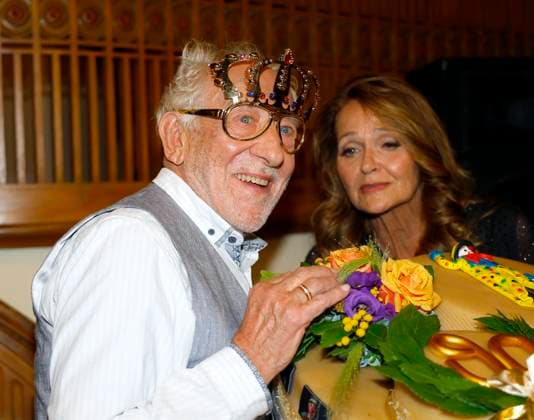 Dieter Hallervorden with his wife Christiane Hallervorden at the premiere of Der eingebildet Kranke and Dieter Hallervordens 90th birthday at the Schloßpark Theater Berlin