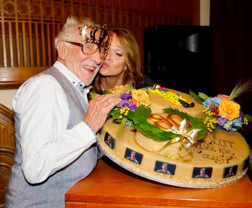 Dieter Hallervorden with his wife Christiane Hallervorden at the premiere of Der eingebildet Kranke and Dieter Hallervordens 90th birthday at the Schloßpark Theater Berlin