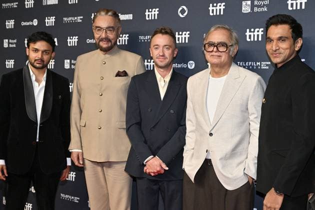 Toronto Gandhi Screening Guest, Kabir Bedi, Tom Felton, Hansal Mehta, Pratik Gandhi attending the screening of the movie Gandhi ahead of Toronto International Film Festival (TIFF) in Toronto, Canada on September 6, 2025. Photo by Julien Reynaud APS-Medias ABACAPRESS.COM Toronto Canada  Copyright: xReynaudxJulien APS-Medias ABACAx