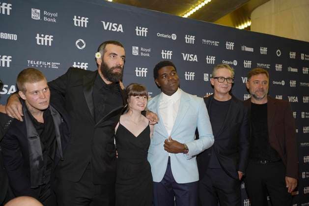 2025 Toronto International Film Festival - Sacrifice Premiere (L-R) Yung Lean, Romain Gavras, Jade Croot, Sam Richardson, Robert Walak attend the red carpet for the ˜Sacrifice™ premiere during the 2025 Toronto International Film Festival at Princess of Wales Theatre. on September 6, 2025 in Toronto, Canada. (Photo by Leonardo Ramirez Eyepix Group) Copyright: xLeonardoxRamirez xEyepixxGroupx LR_06092025_168186