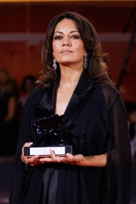 News - 2025 Winners Photocall - The 82nd Venice International Film Festival Maryam Touzani poses with the Venice Spotlight Armani Beauty Audience Award for Calle Malaga during the winners photocall at the 82nd Venice International Film Festival on September 06, 2025 in Venice, Italy. Photo: Cinzia Camela. Lido di Venezia Palazzo del Cinema Italy Copyright: xCinziaxCamelax xLiveMediax LPN_2013014