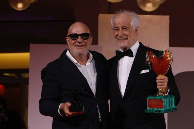 Award Winners, 82nd Venice International Film Festival Gianfranco Rosi after being awarded the Special Jury Prize for Below the Clouds and Toni Servillo after being awarded the Coppa Volpi for Best Actor for La Grazia . Venice, Italy 06 September 2025, Credit:Mirco Toniolo Avalon Italy, Venice  Copyright: xMircoxToniolox xAvalonx 1034802090