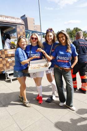 Nova Meierhenrich, Sandra Quadflieg, Madita von Huelsen and Yasmina Filali at the Kicken mit Herz charity football match for the benefit of the childrens heart ward at the Eppendorf University Hospital UKE on 7 September 2025 in Hamburg Kicken mit Herz 2025 charity event in Hamburg