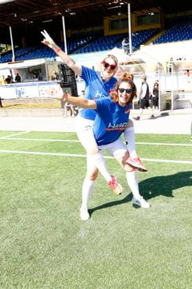 Sandra Quadflieg and Madita von Huelsen at the charity football match Kicken mit Herz in aid of the childrens heart ward at the Eppendorf University Hospital UKE on 7 September 2025 in Hamburg Kicken mit Herz 2025 charity event in Hamburg