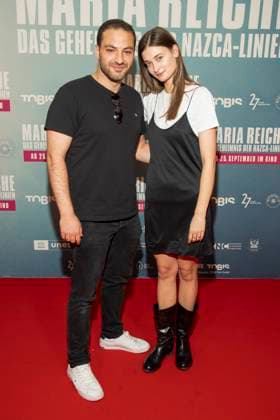 abb Walid Al Atiyat and Philine Schmoelzer as guests on the red carpet at the premiere of the movie Maria Reiche Das Geheimnis der Nazca Linien at Delphi Filmpalast on 07 09 2025 in Berlin Berlin Germany