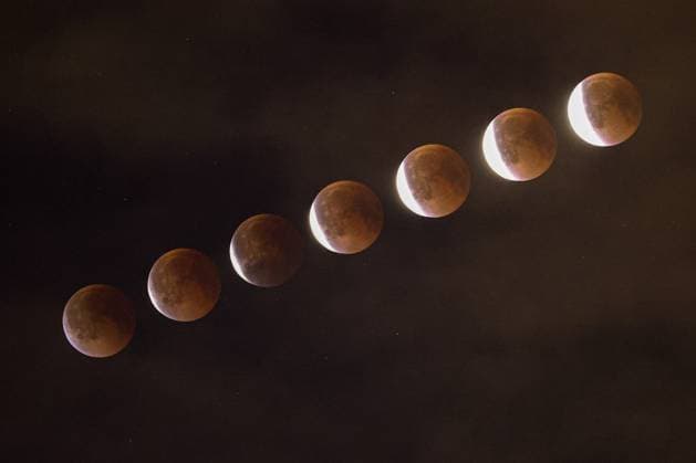 Bilder des Jahres 2025, News September 09 News Themen der Woche KW36 RUSSIA, MOSCOW - SEPTEMBER 7, 2025: A multiple exposure shot of a total lunar eclipse. Artyom Geodakyan TASS  83795839