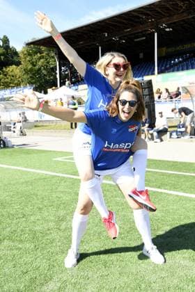 Sandra Quadflieg and Madita van Hülsen at Kicken mit Herz at STADION HOHELUFT in Hamburg on 07 09 2025