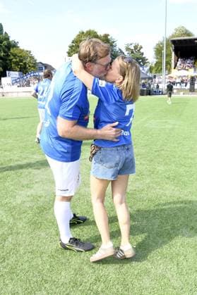 Nova Meierhenrich with partner Brian Bojsen at Kicken mit Herz at STADION HOHELUFT in Hamburg on 07 09 2025