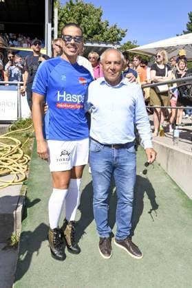 Jorge Gonzalez and Felix Magath at Kicken mit Herz at STADION HOHELUFT in Hamburg on 07 09 2025