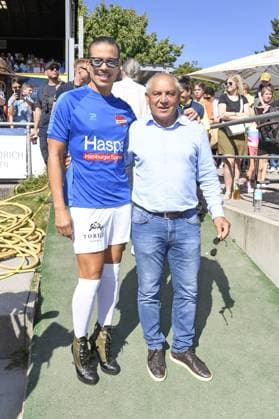 Jorge Gonzalez and Felix Magath at Kicken mit Herz at STADION HOHELUFT in Hamburg on 07 09 2025