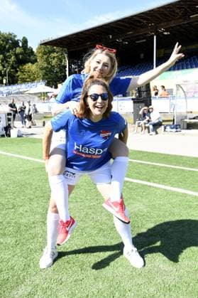 Sandra Quadflieg and Madita van Hülsen at Kicken mit Herz at STADION HOHELUFT in Hamburg on 07 09 2025