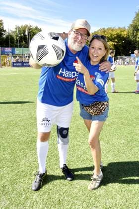 Nova Meierhenrich with partner Brian Bojsen at Kicken mit Herz at STADION HOHELUFT in Hamburg on 07 09 2025