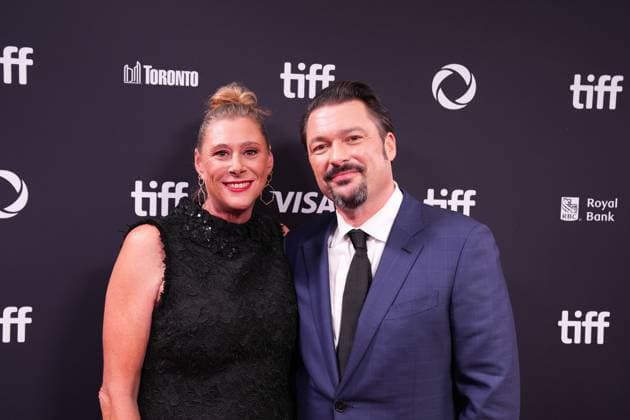 2025 Toronto International Film Festival - Nuremberg TORONTO, CANADA - SEPTEMBER 7 : Amber Vanderbilt (L) and James Vanderbilt (R) the premiere of ‘Nuremberg’ during the 2025 Toronto International Film Festival at Roy Thomson Hall in Toronto, Ontario, Canada on September 7, 2025. Mert Alper Dervis Anadolu Ontario Canada. Editorial use only. Please get in touch for any other usage.  Copyright: x2025xAnadoluxMertxAlperxDervisx