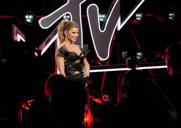 Jessica Simpson arrives on the red carpet at the 2025 MTV Video Music Awards VMA s at the UBS Arena in Elmont, New York on Sunday, September 07, 2025.  MTV20250907156 AngelinaxKatsanis