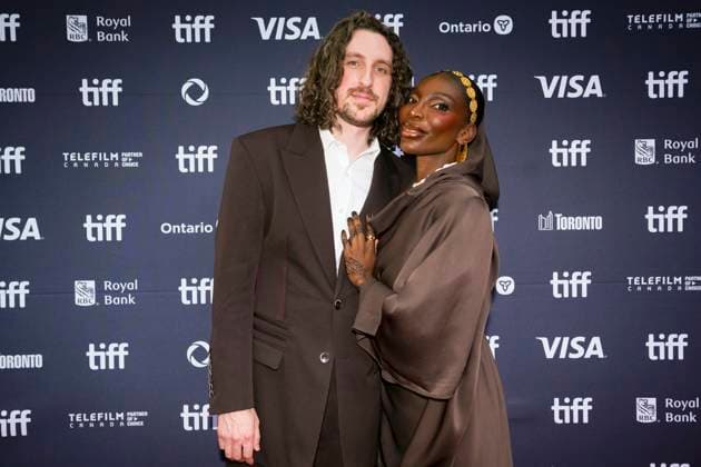 September 7, 2025, Toronto, On, CAN: Michaele Coel is photographed with her partner Spencer Hewett on the red carpet to promote the film The Christophers at the Toronto International Film Festival in Toronto on Sunday September 7, 2025. Toronto CAN  - ZUMAc35_ 20250907_zaf_c35_128 Copyright: xChrisxYoungx