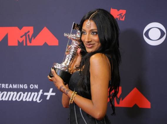 Lara Raj arrives in the press room at the 2025 MTV Video Music Awards VMA s at the UBS Arena in Elmont, New York on Sunday, September 07, 2025.  MTV20250907805 SerenaxXuxNing