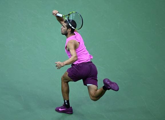 FLUSHING NY- SEPTEMBER 07: Carlos Alcaraz of Spain Vs Jannik Sinner of Italy during the Men s Finals during the finals at the US Open On Arthur Ashe Stadium at the USTA Billie Jean King National Tennis Center on September 7, 2025 in Flushing Queens. Copyright: xmpi04x