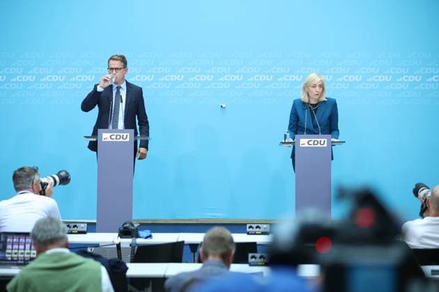 Weekly Leadership Meeting CDU The Secretary General of the CDU, Carsten Linnemann, and the Federal Minister of Health, Nina Warken, speak to media representatives after the Federal Executive Board meeting at Konrad Adenauer Haus in Berlin, Germany, on September 8, 2025. Berlin Germany  Copyright: xChristianxMarquardtx originalFilename: marquardt-weeklyle250908_np2ss.jpg