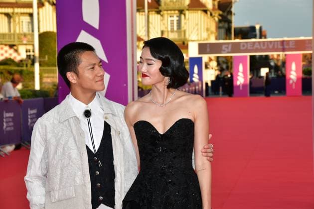 51st Deauville American film festival, jour 3 US film director Jing Ai Ng (R), US actors Brandon Soo Hoo (L) and Andie Ju pose as they arrive for the screening of their movie The Forge during the 51st edition of the Deauville American film festival, in Deauville, northwestern France, on September 8, 2025.  Copyright: xJeanxCharlesx