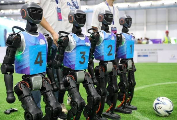 2025 Asia-Pacific Robot World Cup Qingdao International Invitational Football Tournament in Qingdao QINGDAO, CHINA - SEPTEMBER 8, 2025 - Robots participate in the 2025 Asia-Pacific Robot World Cup Qingdao International Invitational Football Tournament in Qingdao, Shandong Province, China on September 8, 2025. Qingdao Shandong China  Copyright: xCFOTOx i1757365992313