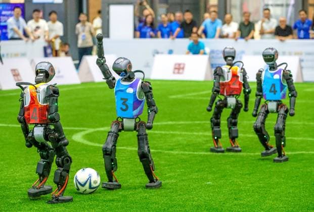 2025 Asia-Pacific Robot World Cup Qingdao International Invitational Football Tournament in Qingdao QINGDAO, CHINA - SEPTEMBER 8, 2025 - Robots participate in the 2025 Asia-Pacific Robot World Cup Qingdao International Invitational Football Tournament in Qingdao, Shandong Province, China on September 8, 2025. Qingdao Shandong China  Copyright: xCFOTOx i1757365992876
