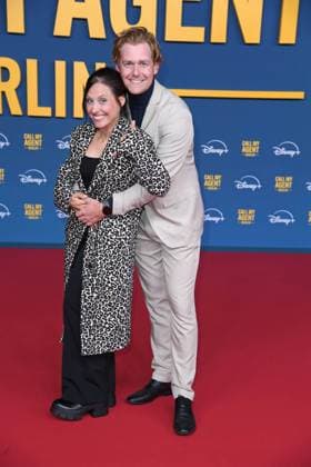 Johannes Heinrichs with girlfriend Nadja Jo Klapper at the German premiere of the Disney Original series CALL MY AGENT BERLIN at the Colosseum cinema in Berlin on 08 09 2025