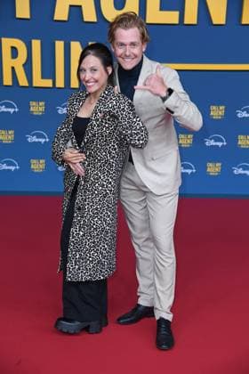 Johannes Heinrichs with girlfriend Nadja Jo Klapper at the German premiere of the Disney Original series CALL MY AGENT BERLIN at the Colosseum cinema in Berlin on 08 09 2025