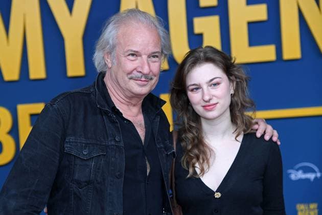 Leander Haussmann with daughter Kunigunde Haussmann at the German premiere of the Disney Original series CALL MY AGENT BERLIN at the Colosseum cinema in Berlin on 08 09 2025