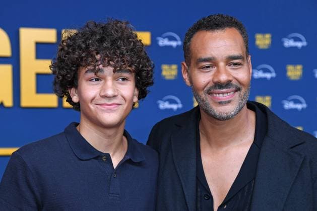 Michael Klammer with his son Leonard Stettnisch at the German premiere of the Disney Original series CALL MY AGENT BERLIN at the Colosseum cinema in Berlin on 08 09 2025