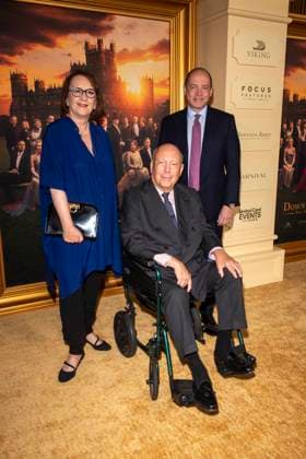 Downton Abbey: The Grand Finale New York Premiere in New York, USA - 08 Sep 2025 (L-R) Liz Trubridge, Julian Fellowes and Gareth Neame attend Downton Abbey: The Grand Finale New York Premiere at Jazz at Lincoln Center. New York United States Copyright: xRonxAdarx xSOPAxImagesx _radar_downtonabbey_20250908_01153