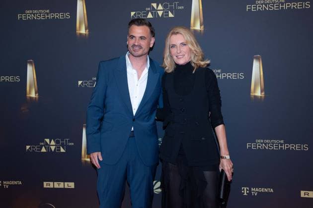 Maria FURTWAENGLER, Actress, Furtwängler, Christoph PELLANDER, Producer Degeto, Red Carpet, Red Carpet Show, Arrival, Presentation of the German Television Award, The Night of the Creatives The German Television Award 2025, German Television Award 2025 at the Flora Cologne, on 09 09 2025
