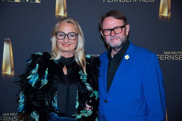 Ute BIERNAT and Konstantin von AHLEFELD Red Carpet, Red Carpet Show, Arrival, Presentation of the German Television Award, The Night of the Creatives The German Television Award 2025, German Television Award 2025 in the Flora Cologne, on 09 09 2025