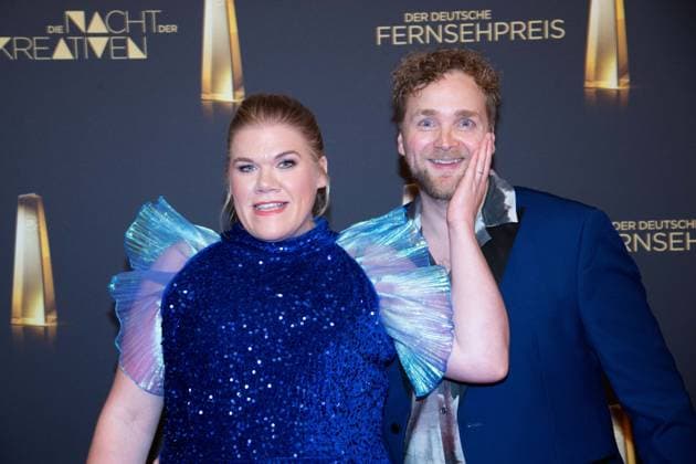 Gisa FLAKE, Actress, with husband Knud RIEPEN, Red Carpet, Red Carpet Show, Arrival, German Television Award Ceremony, The Night of the Creatives The German Television Award 2025, German Television Award 2025 at the Flora Cologne, on 09 09 2025