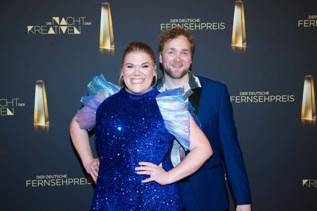 Gisa FLAKE, Actress, with husband Knud RIEPEN, Red Carpet, Red Carpet Show, Arrival, German Television Award Ceremony, The Night of the Creatives The German Television Award 2025, German Television Award 2025 at the Flora Cologne, on 09 09 2025