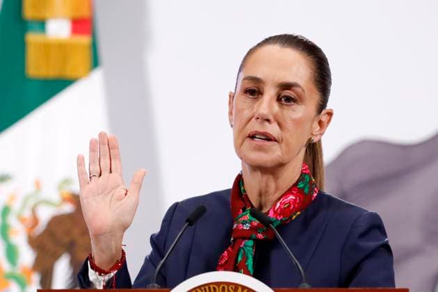 Mexico™s President Claudia Sheinbaum Holds Press Conference For Security Report Mexican President Claudia Sheinbaum Pardo speaks during a press conference about the monthly security report at the National Palace. on September 9, 2025, in Mexico City, Mexico. (Photo by Luis Barron Eyepix Group) Copyright: xLuisxBarronx xEyepixxGroupx LB_09092025_169139