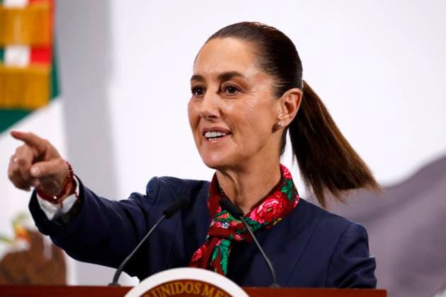 Mexico™s President Claudia Sheinbaum Holds Press Conference For Security Report Mexican President Claudia Sheinbaum Pardo speaks during a press conference about the monthly security report at the National Palace. on September 9, 2025, in Mexico City, Mexico. (Photo by Luis Barron Eyepix Group) Copyright: xLuisxBarronx xEyepixxGroupx LB_09092025_169145