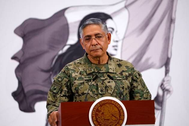 Mexico™s President Claudia Sheinbaum Holds Press Conference For Security Report Minister of the Mexico s Navy, Raymundo Morales Angeles speaks during a press conference about the monthly security report at the National Palace. on September 9, 2025, in Mexico City, Mexico. (Photo by Luis Barron Eyepix Group) Copyright: xLuisxBarronx xEyepixxGroupx LB_09092025_169146