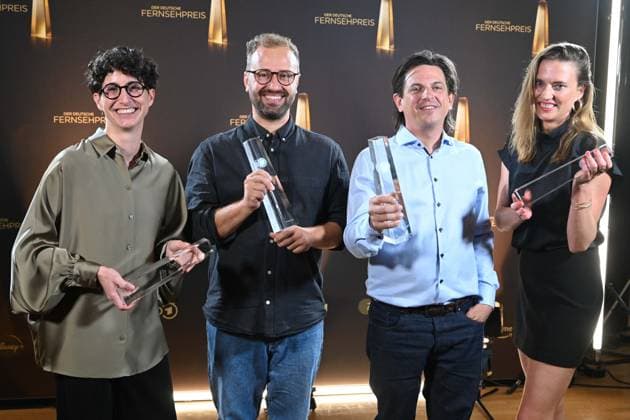 Andrea Andi PEK, Chistoph OTTO, Andreas Mann, Friederike HOHMUTH, Award Winner Best Montage Fiction German Television Award Ceremony, The Night of the Creatives The German Television Award 2025, German Television Award 2025 in the Flora Cologne, on 09 09 2025