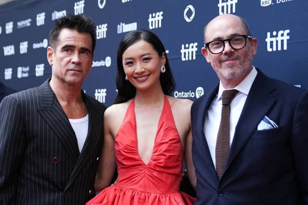 2025 Toronto International Film Festival - Ballad of a Small Player TORONTO, CANADA - SEPTEMBER 9 : (L-R) Colin Farrell, Fala Chen and Edward Berger attend the premiere of ‘Ballad of a Small Player’ during the 2025 Toronto International Film Festival at Princess of Wales Theatre in Toronto, Ontario, Canada on September 9, 2025. Mert Alper Dervis Anadolu Ontario Canada. Editorial use only. Please get in touch for any other usage.  Copyright: x2025xAnadoluxMertxAlperxDervisx